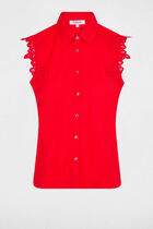 Sleeveless shirt bright red women