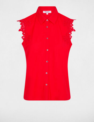 Sleeveless shirt bright red women