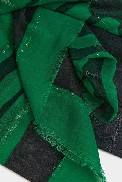Scarf with zebra print green ladies'