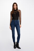 Long-sleeved t-shirt with dobby spot black women