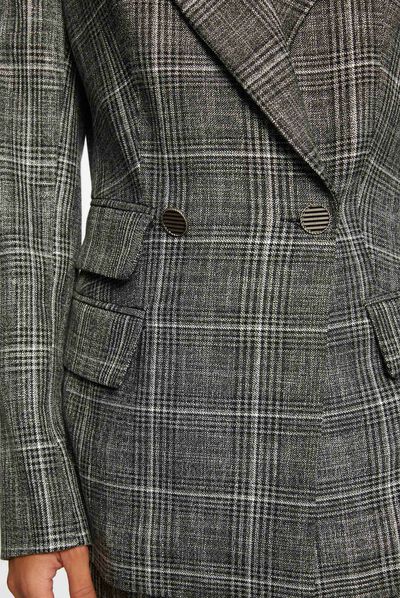 Checked straight city blazer mid-grey ladies'
