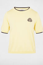 Short-sleeve sweater pastel yellow women