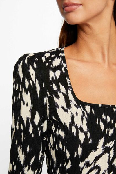 T-shirt square neck and abstract print multico ladies'