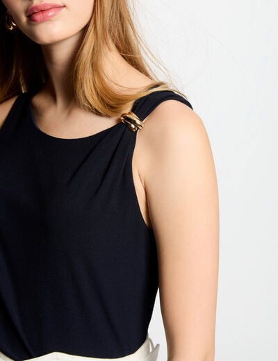 Sleeveless vest top navy blue women
