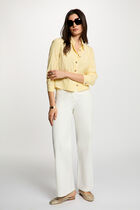 Cropped striped shirt light yellow women
