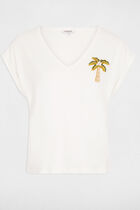 V-neck short-sleeve t-shirt white women