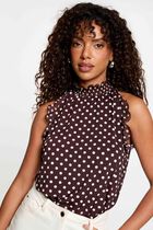 High neck tank top dark brown women