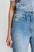High-waisted wide-leg jeans heavy stone wash denim women