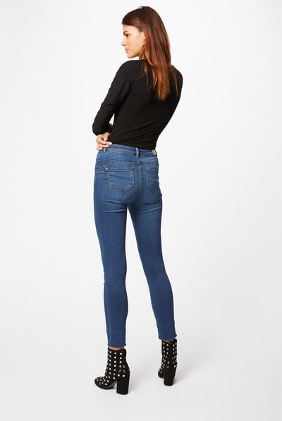 Slim-fit stretch-fabric 7/8 jeans stone denim ladies'