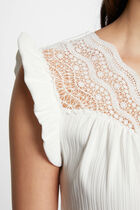 Pleated top with lace ivory women
