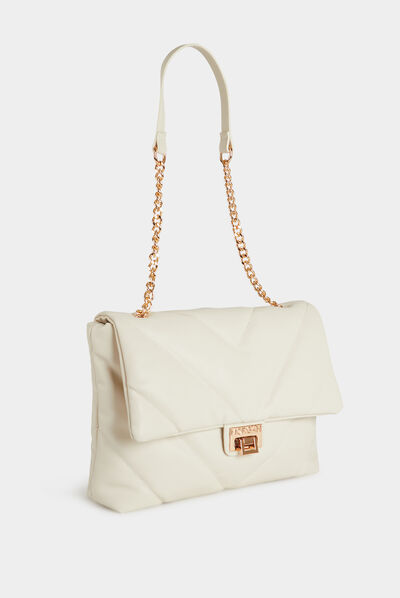 Quilted rectangular bag ivory ladies'