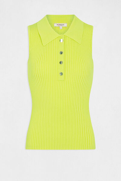 Sleeveless jumper vest top polo collar aniseed ladies'