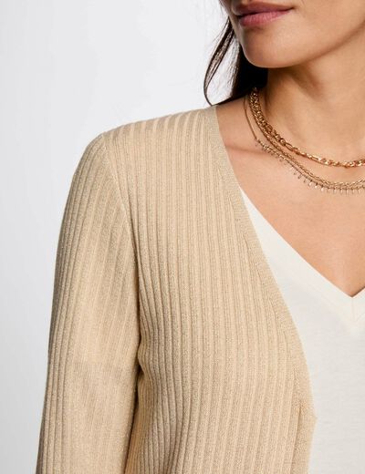 Long cardigan with V-neck gold yellow women
