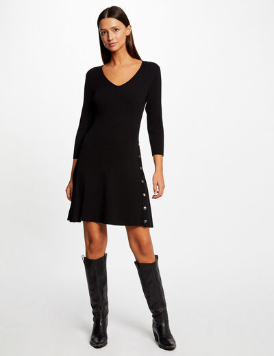 A-line jumper dress with buttons black ladies'