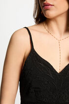 Robe longue fluide broderie noir femme