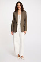 Veste courte col châle vert kaki femme