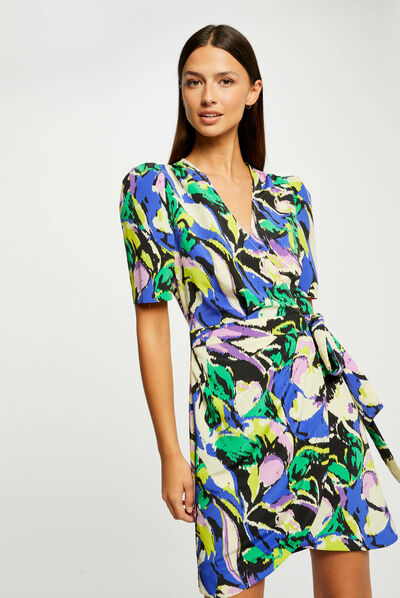 Wrap dress with abstract print multico ladies'