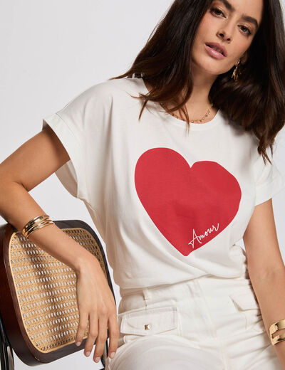 Straight t-shirt with text white women
