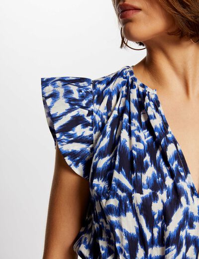 Printed waisted short dress multicolored women