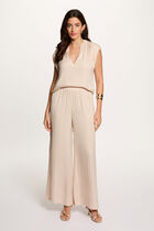 Flowy wide-leg trousers light beige women