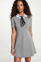 Knitted dress with folded collar light grey women