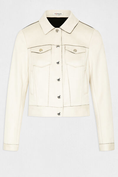 Straight buttoned jacket suede effect  ladies'