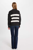 Stripped jumper round neck anthracite grey women