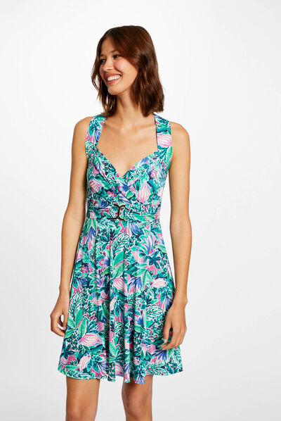 Straight dress with vegetal print multico ladies'