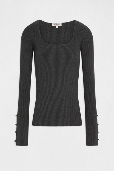 Long-sleeved ribbed jumper anthracite grey ladies'