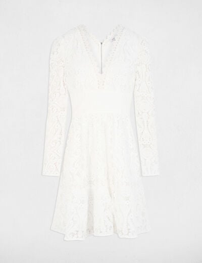 A-line mini lace dress white women
