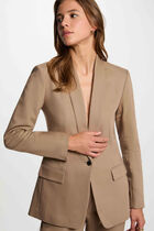 Short jacket shawl collar taupe women