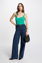 Sleeveless vest top emerald green women