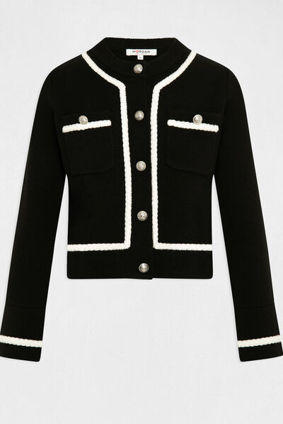 Buttoned long-sleeved cardigan black ladies'