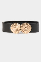 Elasticised belt with buckles black women