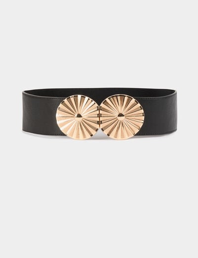 Elasticised belt with buckles black women