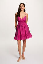 Short open-back dress raspberry pink women