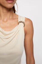 Cowl neck tank top light beige women