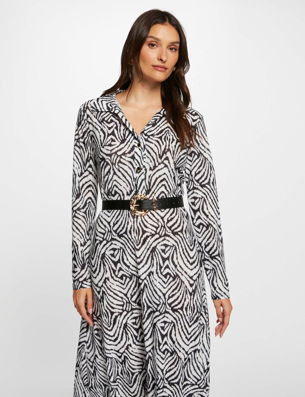 Printed straight midi dress multicolored women