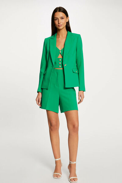 Waisted city jacket with long sleeves green ladies'
