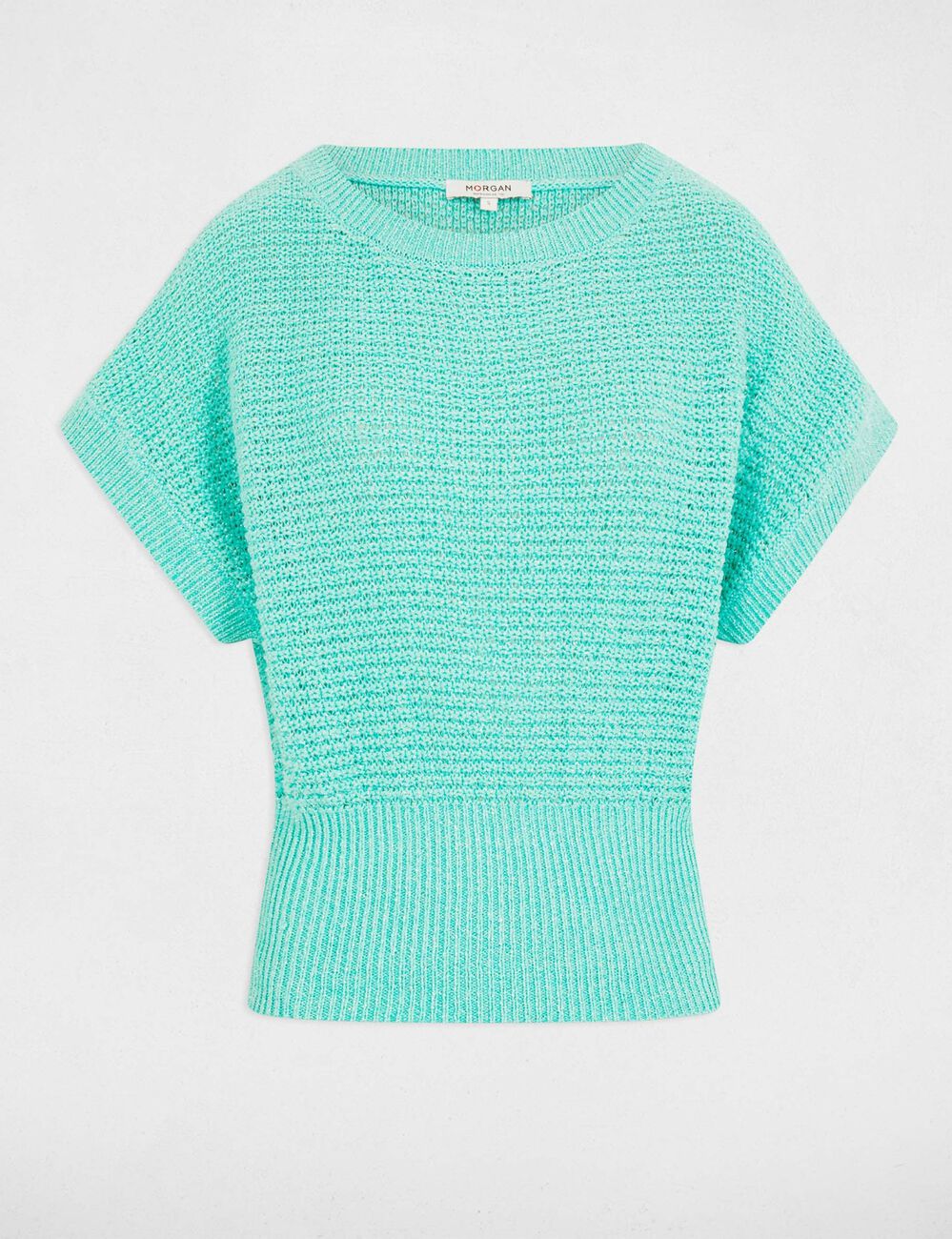 Short-sleeved jumper emerald green women