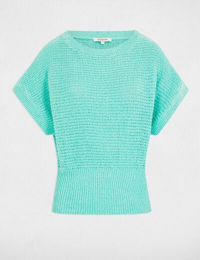 Short-sleeved jumper emerald green women