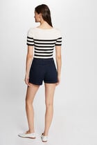Fitted denim short raw denim women
