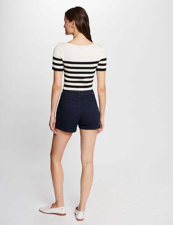 Fitted denim short raw denim women