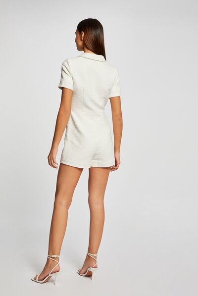 Zipped straight playsuit ecru ladies'