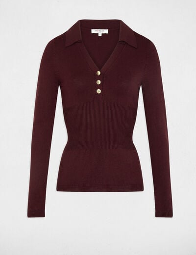 Fitted polo neck sweater plum women