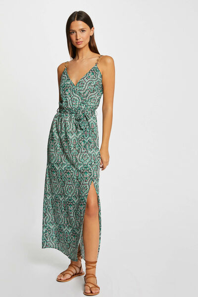Maxi straight dress paisley print multico ladies'