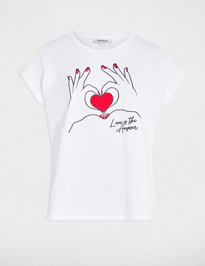 Cropped t-shirt with slogan white women