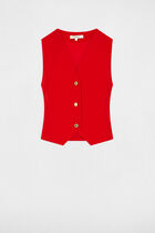Sleeveless cardigan V-neck red women