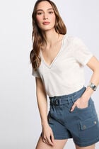 Belted cargo shorts petroleum blue women