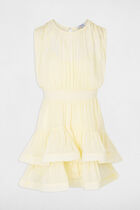 Short dress with high neck pastel yellow women